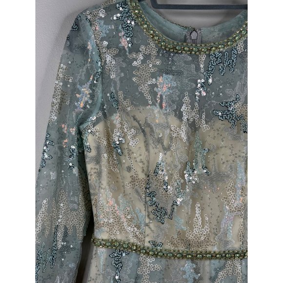 Mac Duggal Dress Gown 12460 Cocktail Formal Embellished Mesh Blue Size 6 NWT - Picture 8 of 9